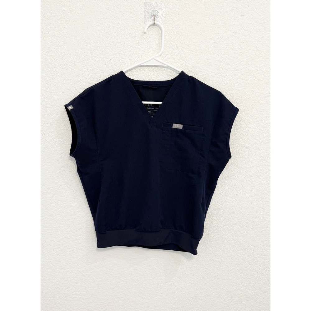 FIGS Raleigh Relaxed Fit Scrub Top Navy Blue V-Neck XXS
